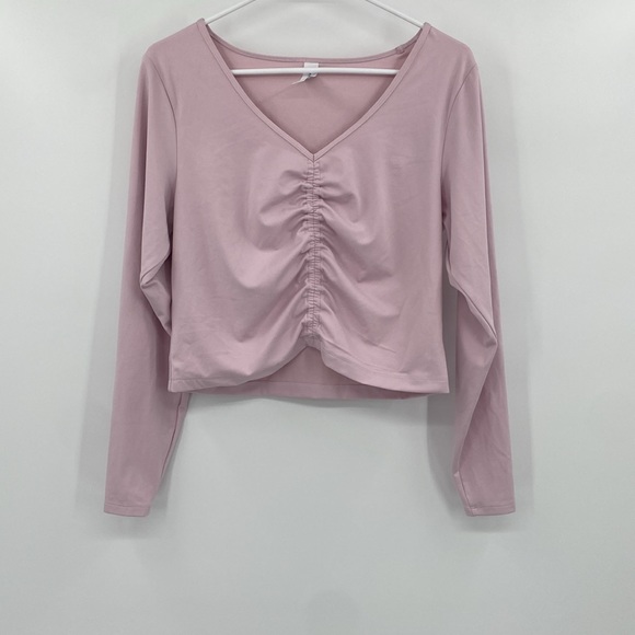 All in Motion Flex Shirred Cropped Light Pink Long Sleeve Size XL - Picture 2 of 6